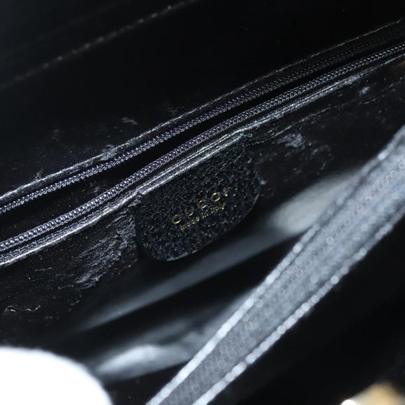 GUCCI Bamboo Hand Bag Leather Black Gold 002 0260 Auth ep9314