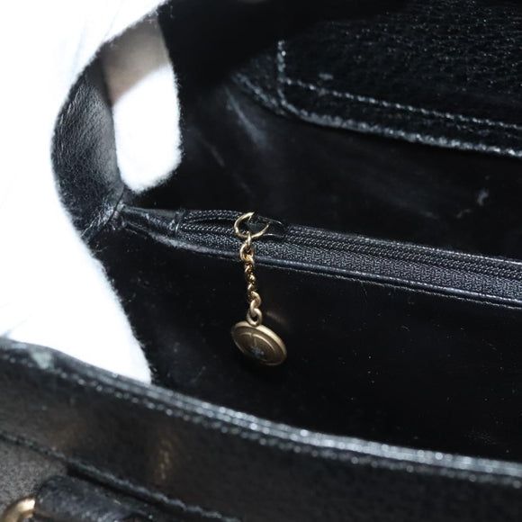 GUCCI Bamboo Hand Bag Leather Black Gold 002 0260 Auth ep9314