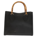 GUCCI Bamboo Hand Bag Leather Black Gold 002 0260 Auth ep9314-2