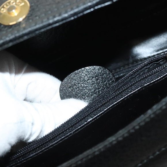 GUCCI Bamboo Hand Bag Leather Black Gold 002 0260 Auth ep9314