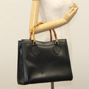 GUCCI Bamboo Hand Bag Leather Black Gold 002 0260 Auth ep9314-23