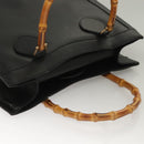 GUCCI Bamboo Hand Bag Leather Black Gold 002 0260 Auth ep9314-6