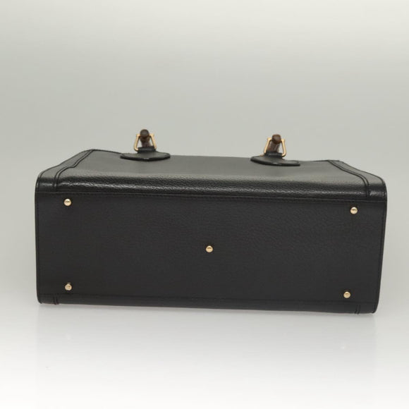 GUCCI Bamboo Hand Bag Leather Black Gold 002 0260 Auth ep9314
