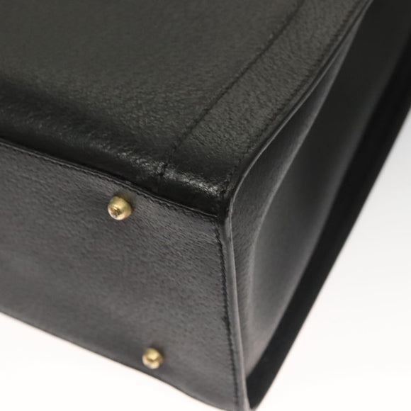 GUCCI Bamboo Hand Bag Leather Black Gold 002 1186 0259 Auth ep9321