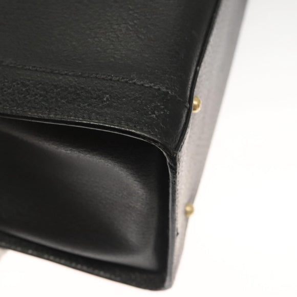 GUCCI Bamboo Hand Bag Leather Black Gold 002 1186 0259 Auth ep9321