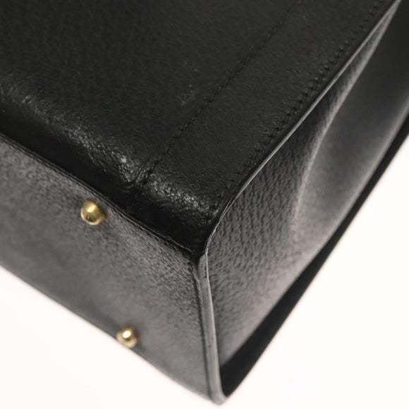 GUCCI Bamboo Hand Bag Leather Black Gold 002 1186 0259 Auth ep9321