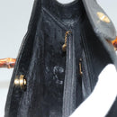 GUCCI Bamboo Hand Bag Leather Black Gold 002 1186 0259 Auth ep9321-17