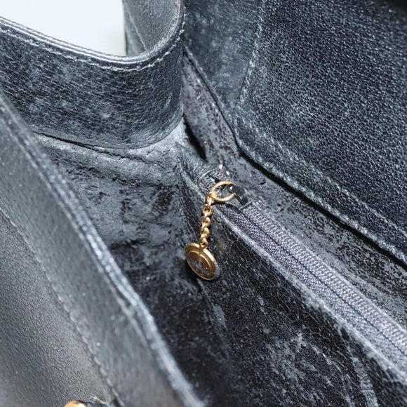 GUCCI Bamboo Hand Bag Leather Black Gold 002 1186 0259 Auth ep9321