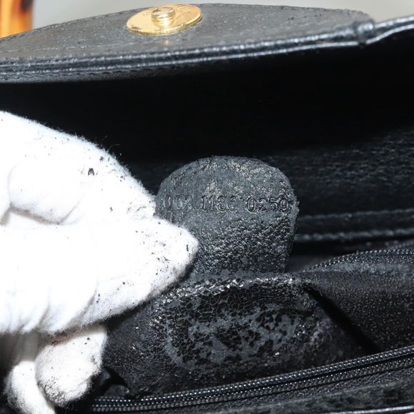 GUCCI Bamboo Hand Bag Leather Black Gold 002 1186 0259 Auth ep9321