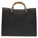 GUCCI Bamboo Hand Bag Leather Black Gold 002 1186 0259 Auth ep9321-3