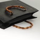 GUCCI Bamboo Hand Bag Leather Black Gold 002 1186 0259 Auth ep9321-6