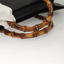 GUCCI Bamboo Hand Bag Leather Black Gold 002 1186 0259 Auth ep9321-7