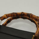 GUCCI Bamboo Hand Bag Leather Black Gold 002 1186 0259 Auth ep9321-8