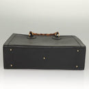 GUCCI Bamboo Hand Bag Leather Black Gold 002 1186 0259 Auth ep9321-9