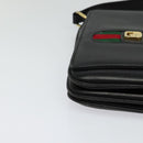 GUCCI Web Sherry Line Shoulder Bag Leather Black Gold Auth ep9327-8