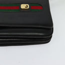 GUCCI Web Sherry Line Shoulder Bag Leather Black Gold Auth ep9327-15