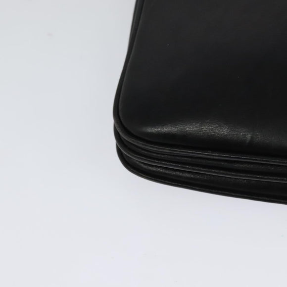 GUCCI Web Sherry Line Shoulder Bag Leather Black Gold Auth ep9327