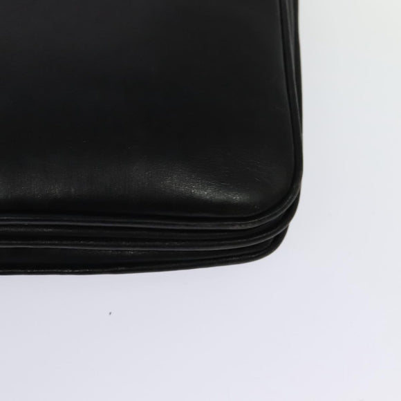 GUCCI Web Sherry Line Shoulder Bag Leather Black Gold Auth ep9327