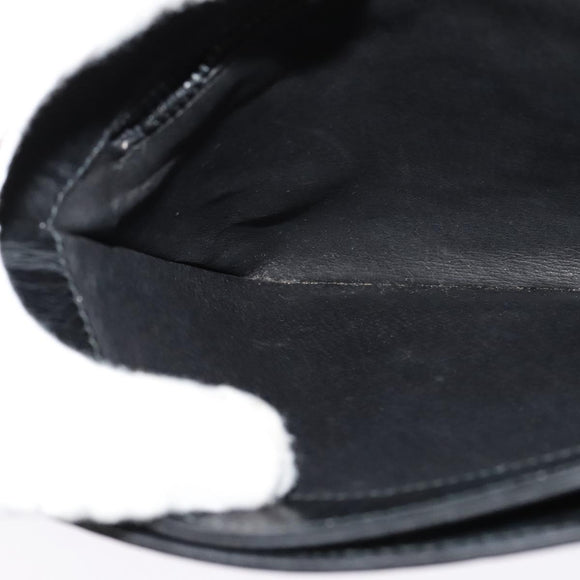 GUCCI Web Sherry Line Shoulder Bag Leather Black Gold Auth ep9327