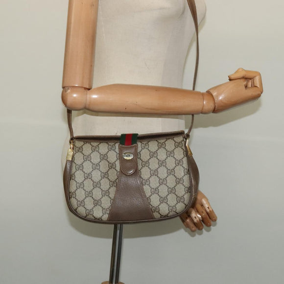 GUCCI GG Supreme Web Sherry Line Bag PVC Beige Gold 72 02 024 Auth ep9333
