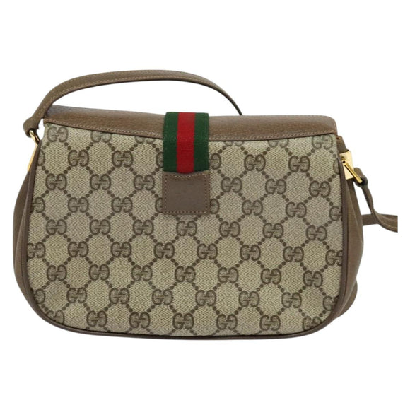 GUCCI GG Supreme Web Sherry Line Bag PVC Beige Gold 72 02 024 Auth ep9333