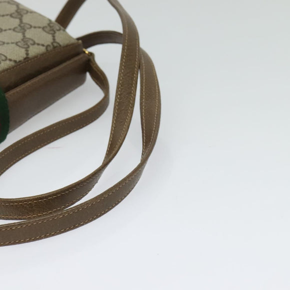 GUCCI GG Supreme Web Sherry Line Bag PVC Beige Gold 72 02 024 Auth ep9333