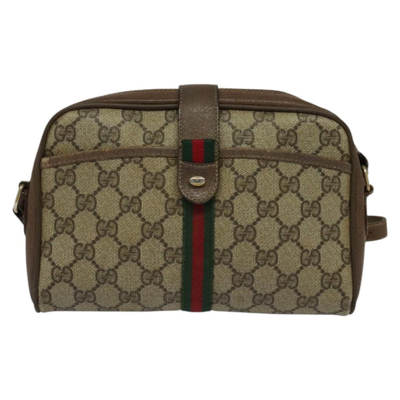 GUCCI GG Supreme Web Sherry Line Shoulder Bag PVC Beige 116 02 055 Auth ep9348