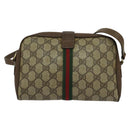 GUCCI GG Supreme Web Sherry Line Shoulder Bag PVC Beige 116 02 055 Auth ep9348-2