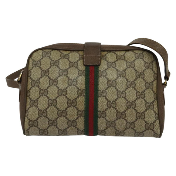 GUCCI GG Supreme Web Sherry Line Shoulder Bag PVC Beige 116 02 055 Auth ep9348
