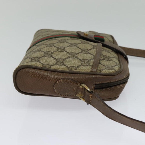 GUCCI GG Supreme Web Sherry Line Shoulder Bag PVC Beige 116 02 055 Auth ep9348