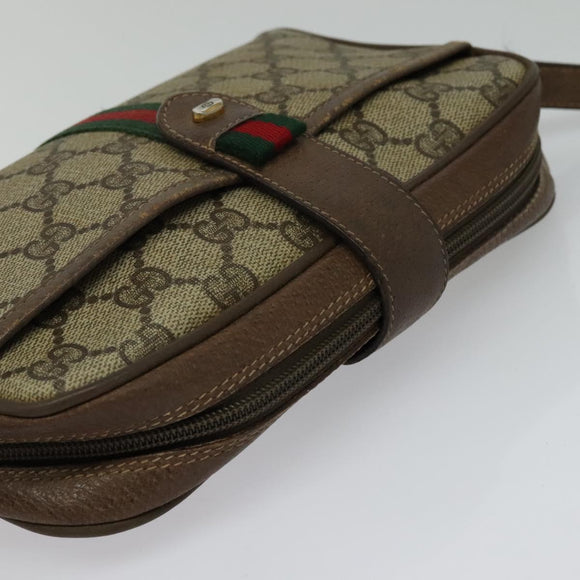 GUCCI GG Supreme Web Sherry Line Shoulder Bag PVC Beige 116 02 055 Auth ep9348