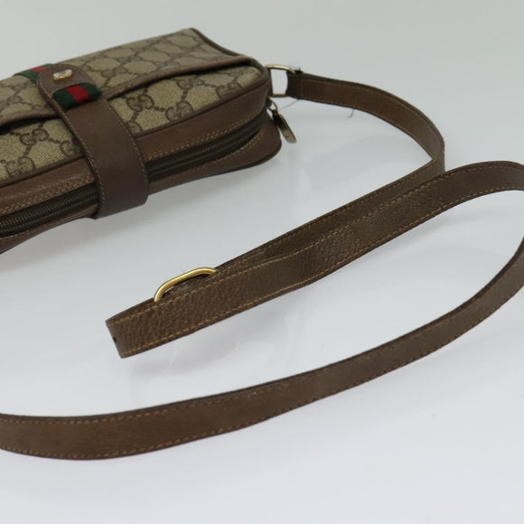 GUCCI GG Supreme Web Sherry Line Shoulder Bag PVC Beige 116 02 055 Auth ep9348