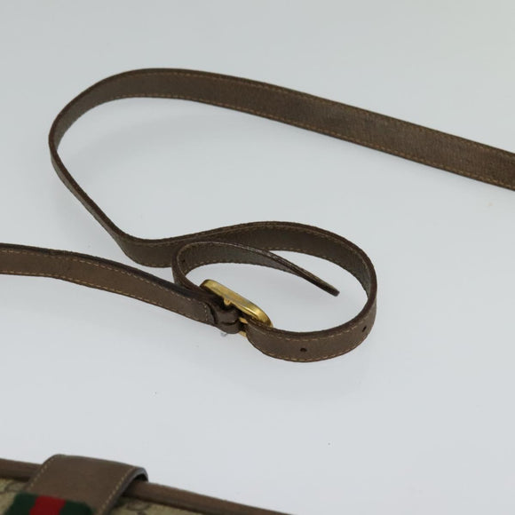 GUCCI GG Supreme Web Sherry Line Shoulder Bag PVC Beige 116 02 055 Auth ep9348