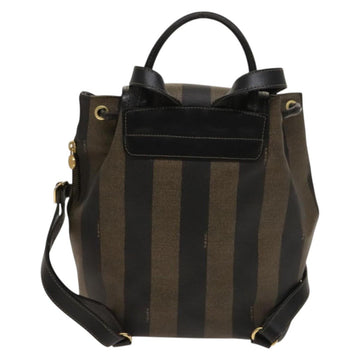 FENDI Pecan Canvas Backpack PVC Brown Black gold Auth ep9359 - 0