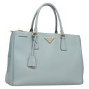 PRADA Galleria Hand Bag Safiano leather Light Blue Gold Auth ep9361-1
