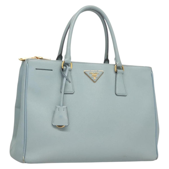 PRADA Galleria Hand Bag Safiano leather Light Blue Gold Auth ep9361