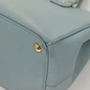 PRADA Galleria Hand Bag Safiano leather Light Blue Gold Auth ep9361-14