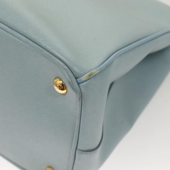 PRADA Galleria Hand Bag Safiano leather Light Blue Gold Auth ep9361