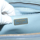 PRADA Galleria Hand Bag Safiano leather Light Blue Gold Auth ep9361-19