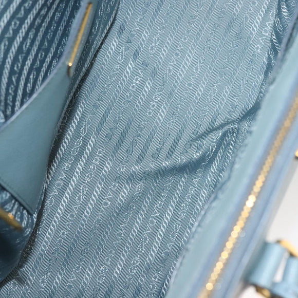 PRADA Galleria Hand Bag Safiano leather Light Blue Gold Auth ep9361
