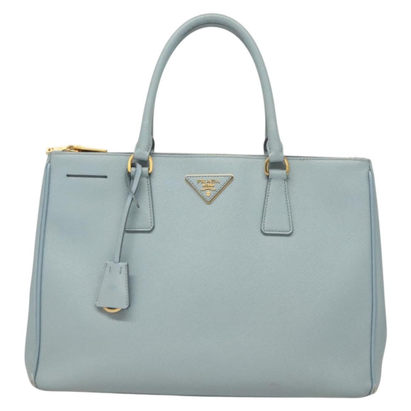 PRADA Galleria Hand Bag Safiano leather Light Blue Gold Auth ep9361