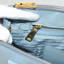 PRADA Galleria Hand Bag Safiano leather Light Blue Gold Auth ep9361-22