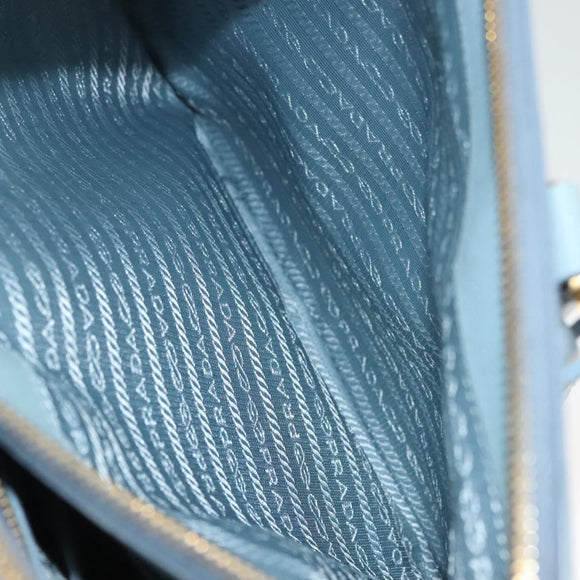 PRADA Galleria Hand Bag Safiano leather Light Blue Gold Auth ep9361