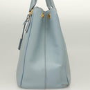 PRADA Galleria Hand Bag Safiano leather Light Blue Gold Auth ep9361-3