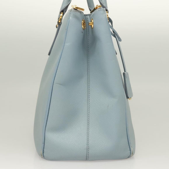 PRADA Galleria Hand Bag Safiano leather Light Blue Gold Auth ep9361