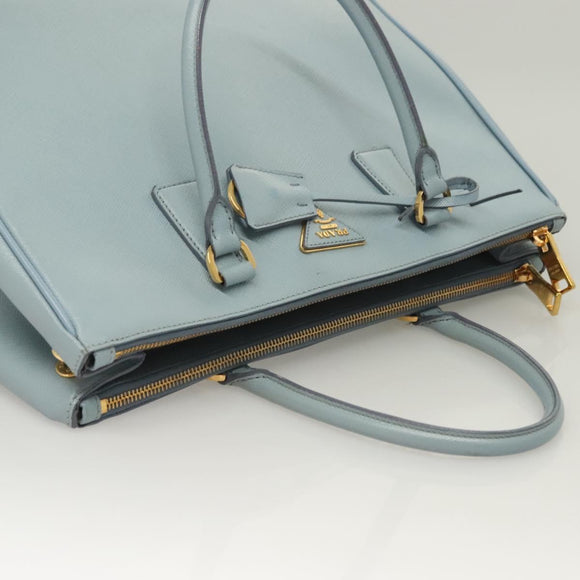 PRADA Galleria Hand Bag Safiano leather Light Blue Gold Auth ep9361