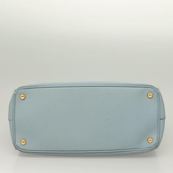 PRADA Galleria Hand Bag Safiano leather Light Blue Gold Auth ep9361