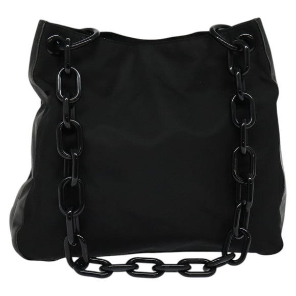 PRADA Shoulder Bag Nylon Plastic Black Silver Auth ep9367