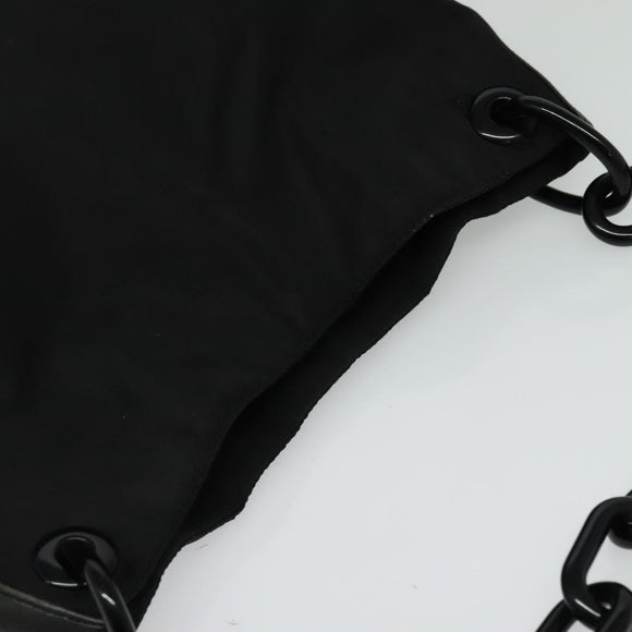 PRADA Shoulder Bag Nylon Plastic Black Silver Auth ep9367