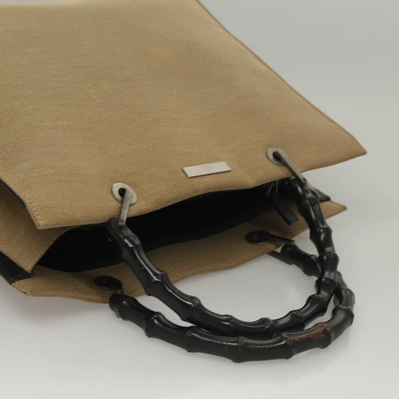 GUCCI Bamboo Hand Bag Canvas Beige 002 1010 2404 Auth ep9368